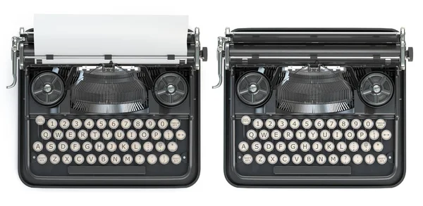 Vintage Typewriter Blank Sheet Isolated White Illustration — Stock Photo, Image