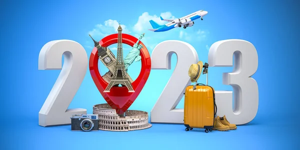 2023 Frohes Neues Jahr Nummer 2023 Und Nadel Mit Den — Stockfoto