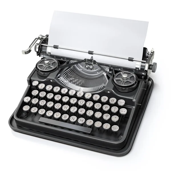 Vintage Schreibmaschine Mit Leerem Blatt Isoliert Auf Weiß Illustration — Stockfoto