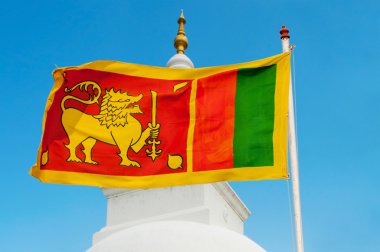 Sri Lanka flag on flagstaff. clipart