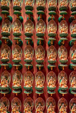 lotus çiçekleri üzerinde birçok Budist heykeller