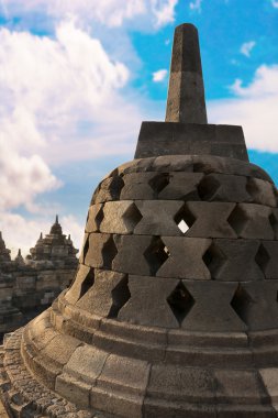 stupa gizli Buda heykeli borobudurtemple ile. Endonezya.
