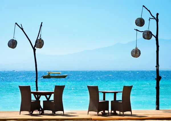 Romantyczny kawiarni na plaży — Zdjęcie stockowe