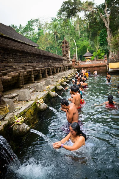 Purificazione in sacra acqua di sorgente, Bali — Foto Stock