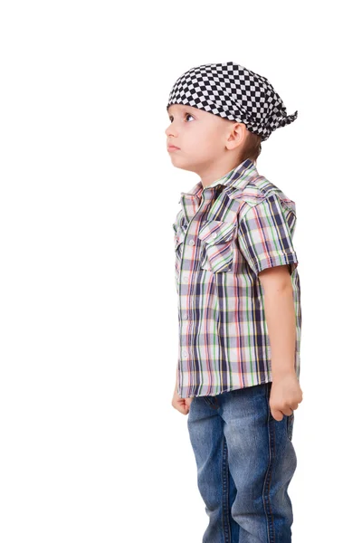 Angry capricious preschool kid on white — Stock Photo, Image