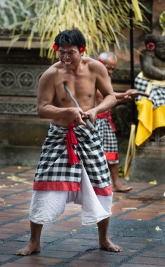 Traditional ritual Kris dance show on Bali clipart