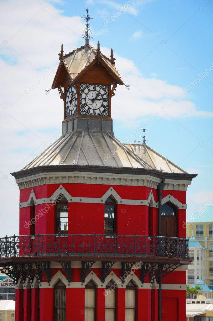 Red clock tower in Cape Town, South Africa