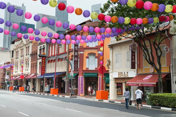 Çin Mahallesi sokak Singapur dekore edilmiş — Stok fotoğraf