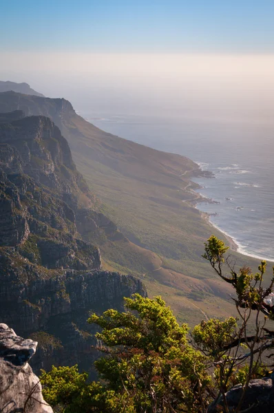 View from high mountain on ocean coastline — Stock Photo, Image