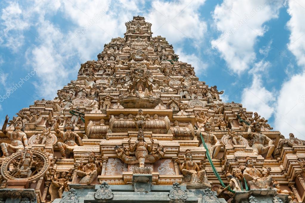 Traditional gopuram of Hindu temple