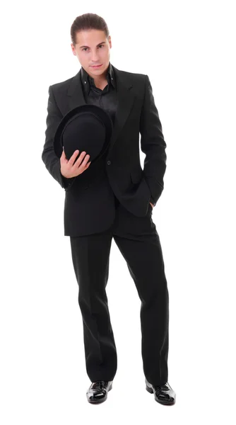 Elegant young man in black suit — Stock Photo, Image