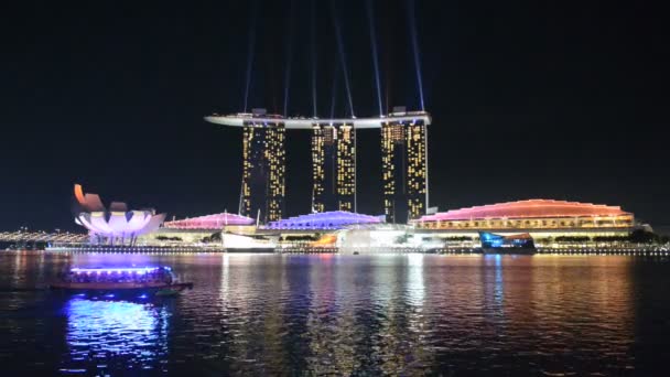 Laser show sul lungomare di Marina Bay — Video Stock