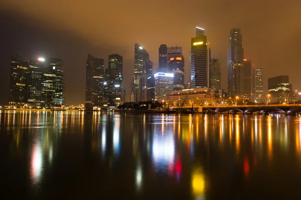 Modern city skyline at night — Stock Photo, Image