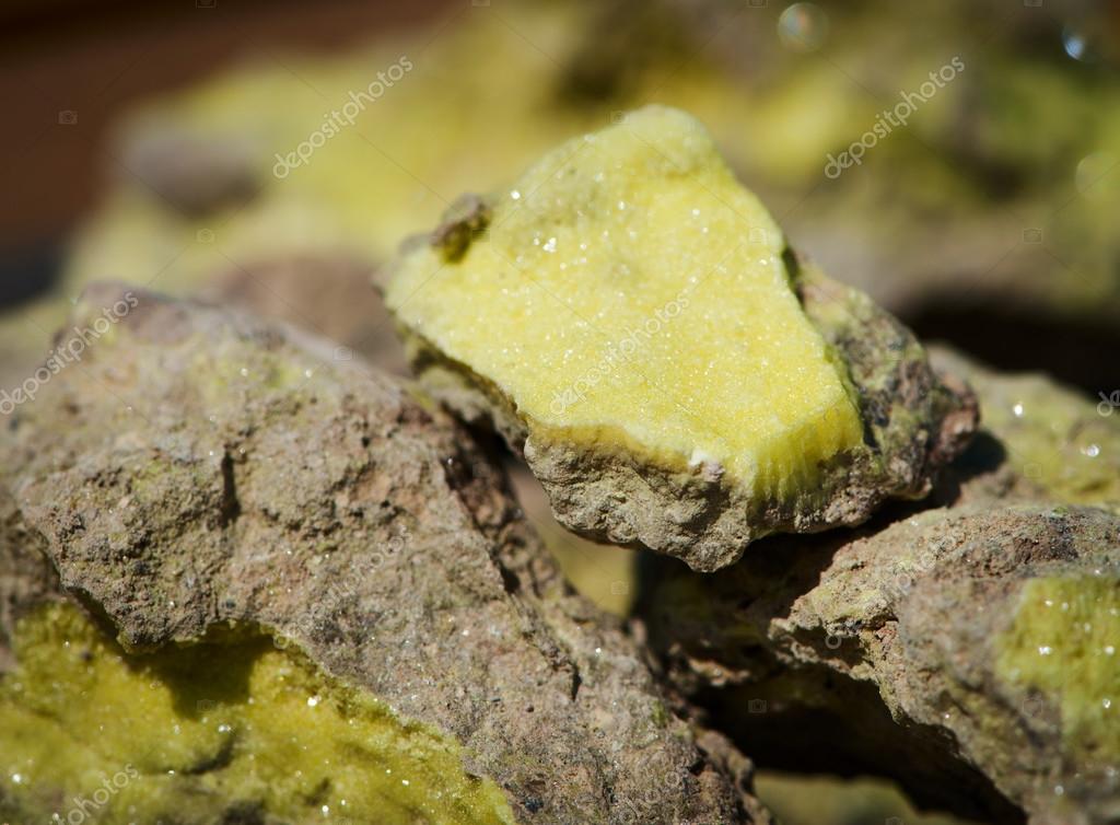 Brimstone volcanic sulfur ore sample Stock Photo by ©Iryna_Rasko 34378075