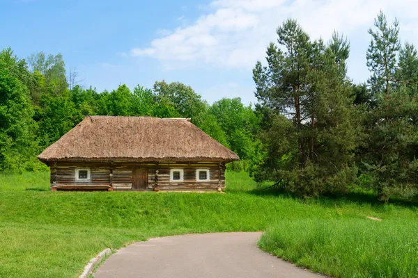 Dřevěný dům tradiční vesnice v zelené země oblasti — Stock fotografie
