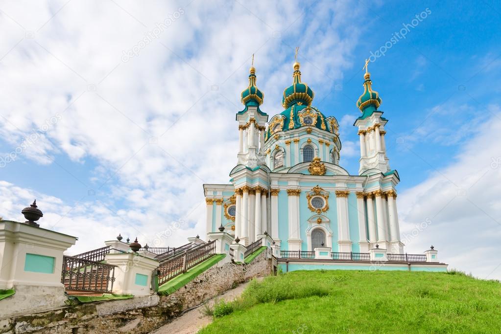 Saint Andrew orthodox church in Kyiv, Ukraine.