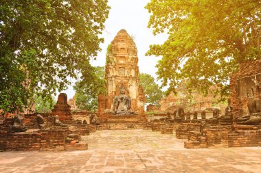 eski kalıntıları stupa ve Buda heykelleri Budist tapınağı