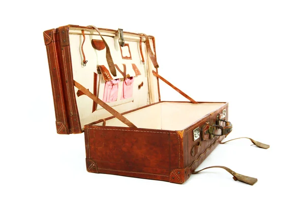 Open old brown suitcase — Stock Photo, Image