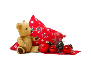 Beyaz arka planda izole edilmiş Noel süslemeleri