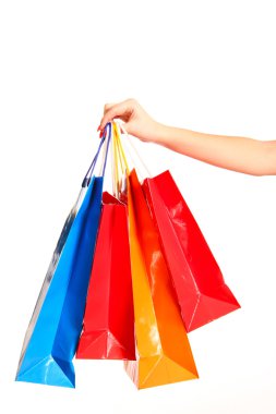 renkli alışveriş torbaları kadında ayarla