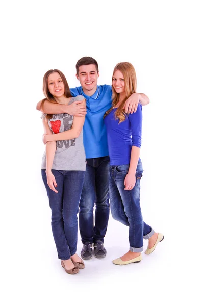 Drie jonge mensen geïsoleerd — Stockfoto