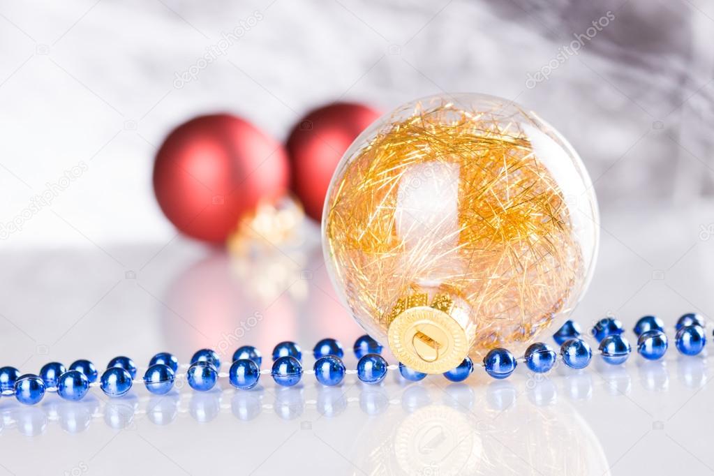 Christmas balls on abstract background