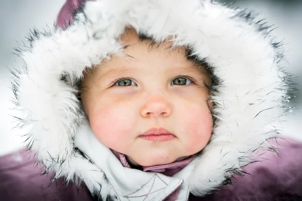 Happy baby on the winter background — Stock Photo, Image