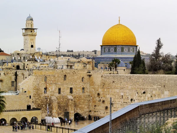 Muro das Lamentações e Mesquita Al Aqsa, Jerusalém, Israel — Fotografia de Stock