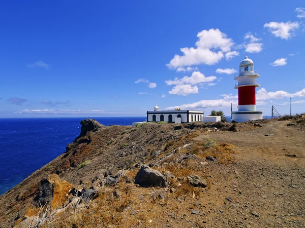 Vuurtoren (faro de san cristobal) op punta del faro, la gomera, Canarische eilanden — Stockfoto