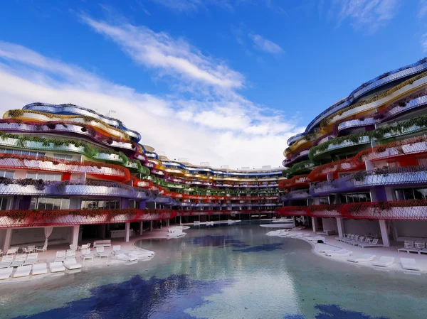 renkli otel Ibiza, Balear Adaları, İspanya