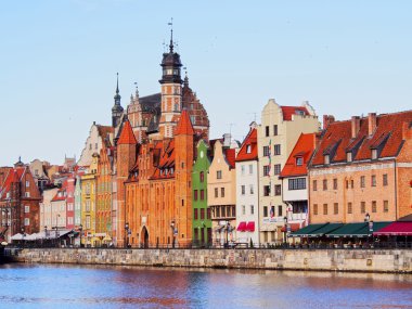 Polonya'daki Gdansk cityscape ve moltawa Nehri