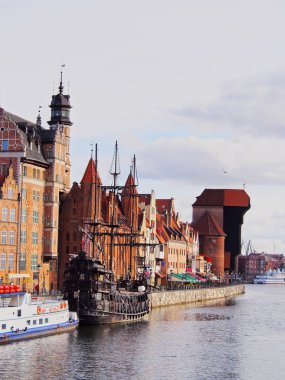 Polonya'daki Gdansk cityscape ve moltawa Nehri