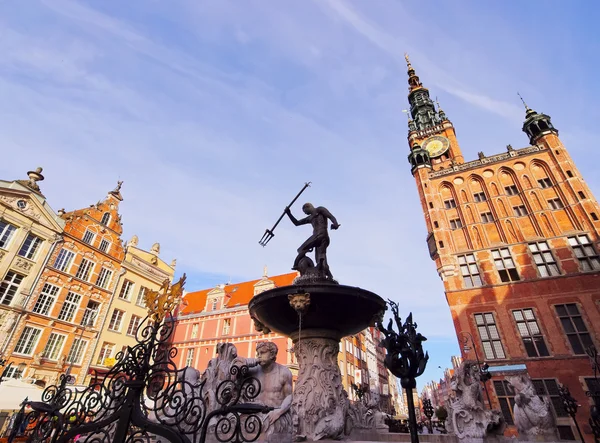 Fontaine Neptune à Gdansk, Pologne Images De Stock Libres De Droits