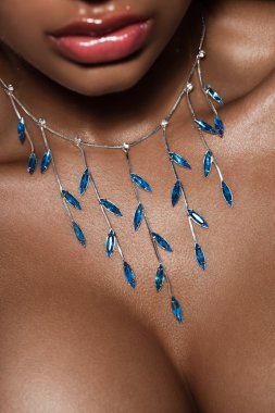 female lips with blue jewelry clipart