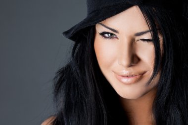 şapka ile seksi moda kadın