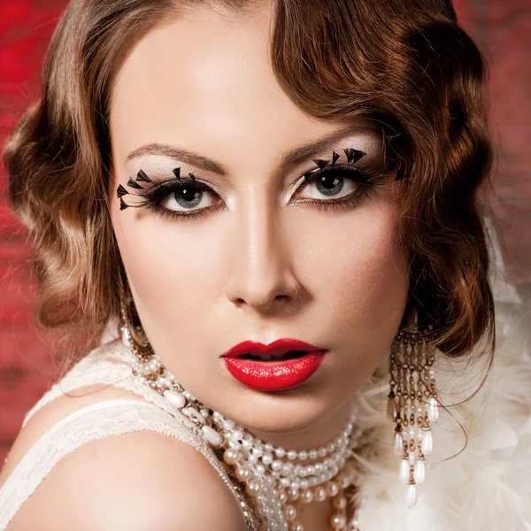 Sanat visage - burlesque ile moda kadın — Stok fotoğraf