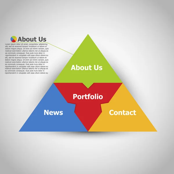 Web design. Uno due tre - progresso carta vettoriale fasi tre — Vettoriale Stock