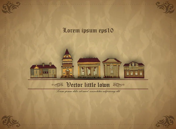 küçük bir kasaba. eski kağıt arka plan. yaratıcı vintage vektör
