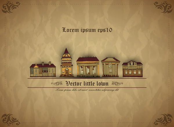 Маленьке містечко. Тло зі старого паперу. Креативний вінтажний вектор — стоковий вектор