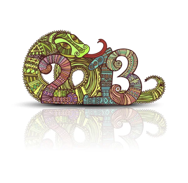Jaar van het ontwerp van de slang in de stijl van Maya — Stockvector