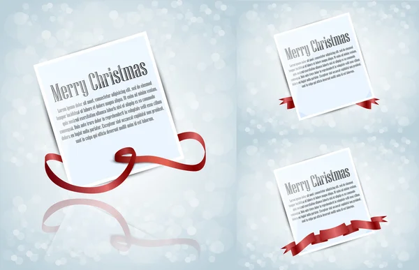 Set Tarjeta de felicitación, Feliz Navidad con cinta roja — Archivo Imágenes Vectoriales