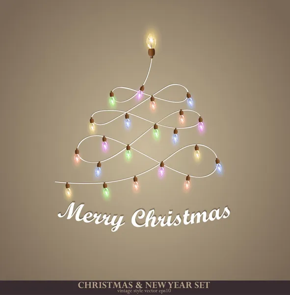 Christmas tree from the garland. Greeting card — Stock Illustration Christmas tree from the garland. Greeting card Stock Vector