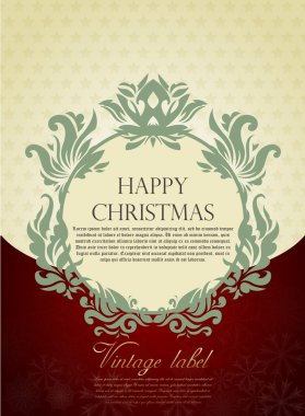 Gold Christmas greeting card in vitage style