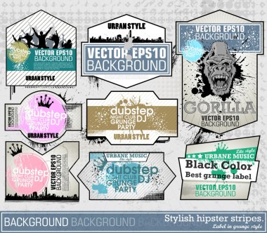 Set of grunge banner with an inky dribble strip with copy space. Abstract background for party clipart