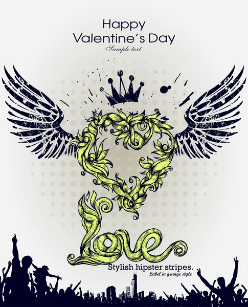 Grunge-Banner mit einem tröpfchenförmigen Streifen mit Kopierraum. Abstrakter Hintergrund für Party. Valentinstag — Stockvektor
