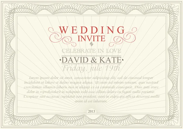 Invitation to the wedding or announcements — Stock Vector