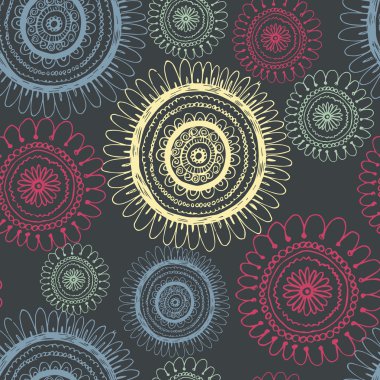 Dikişsiz çiçek retro desenli duvar kağıdı için