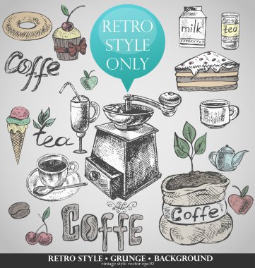 sweets, çay, kahve, retro tarzı dizi