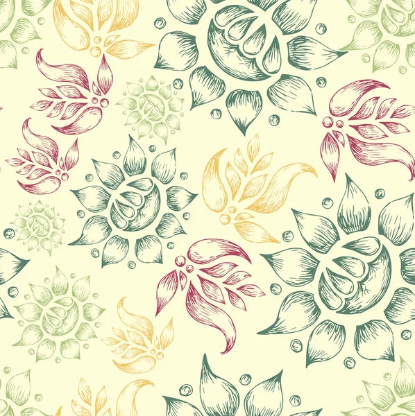 壁紙のためのシームレスなレトロ花柄 — ストックベクタ