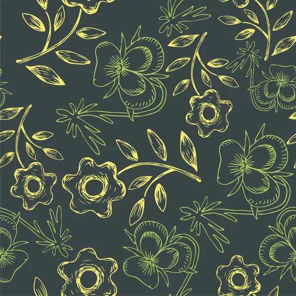 Patrón retro floral sin costuras para papel pintado — Vector de stock